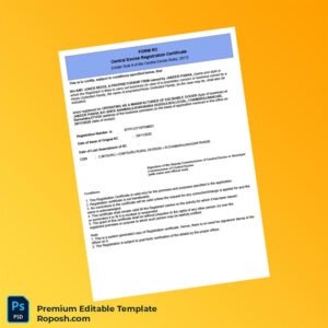 India Central Excise Registration Certificate Editable Word & PDF Template