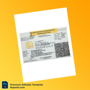 India Certificate of Registration Editable Word & PDF Template 2 page