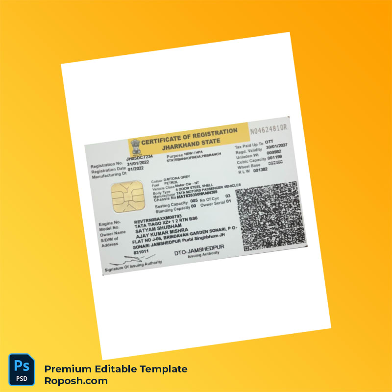 India Certificate of Registration Editable Word & PDF Template 2 page India Certificate of Registration Editable Word & PDF Template 2 page