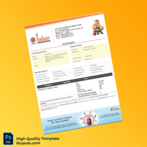 India City Gas Agencies Tax Invoice Template in Word and PDF formats 2 page