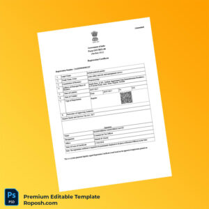 India Commercial Tax Department GST Registration Certificate Editable Word & PDF Template 3 page