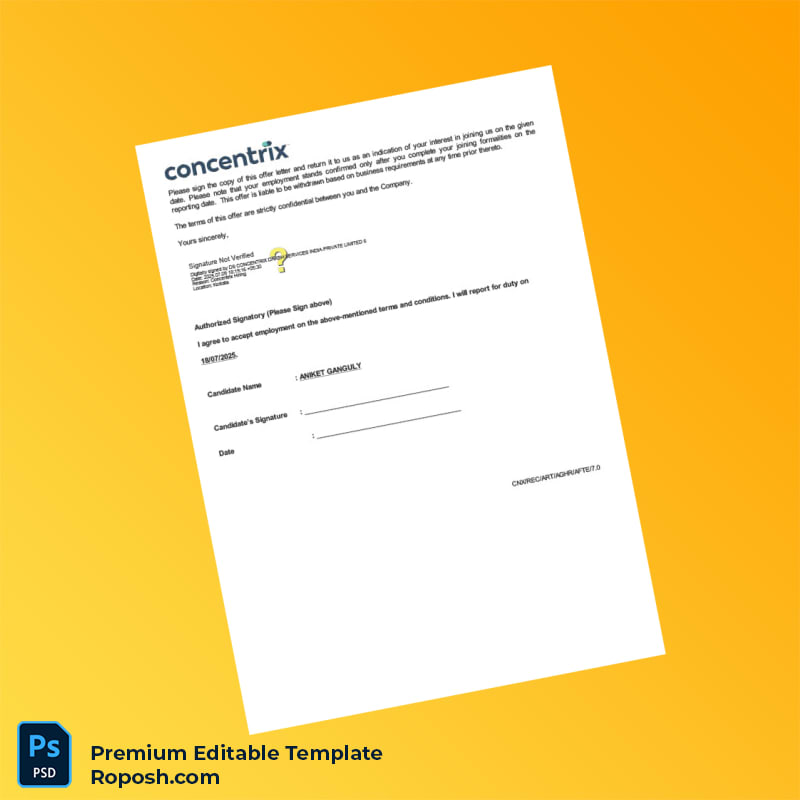 Customizable India Concentrix Daksh Services India Private Limited Employment Verification Letter Word & PDF Template 6 page Customizable India Concentrix Daksh Services India Private Limited Employment Verification Letter Word & PDF Template 6 page