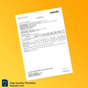 India Convenience Restaurants Private Limited Tax Invoice Template in Word and PDF formats 2 page