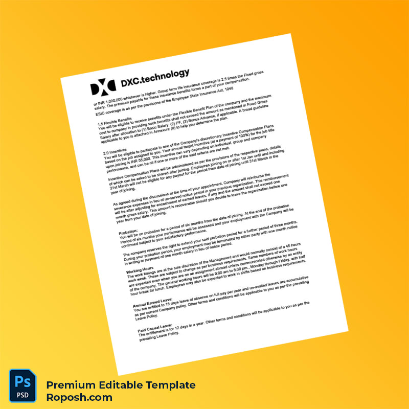 Customizable India DXC Technology Employment Verification Letter Word & PDF Template 8 page Customizable India DXC Technology Employment Verification Letter Word & PDF Template 8 page