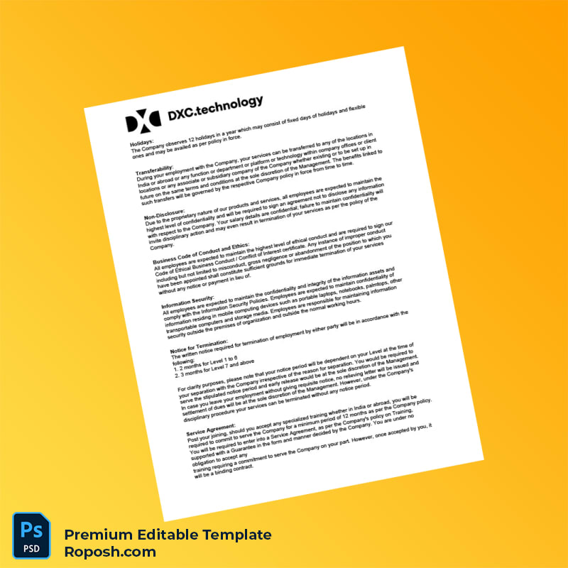 Customizable India DXC Technology Employment Verification Letter Word & PDF Template 8 page Customizable India DXC Technology Employment Verification Letter Word & PDF Template 8 page