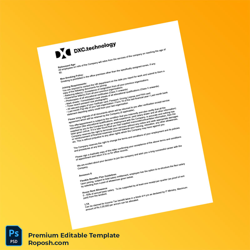 Customizable India DXC Technology Employment Verification Letter Word & PDF Template 8 page Customizable India DXC Technology Employment Verification Letter Word & PDF Template 8 page