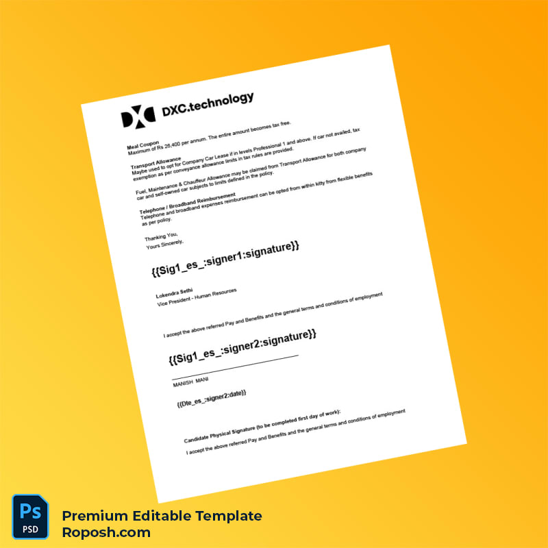 Customizable India DXC Technology Employment Verification Letter Word & PDF Template 8 page Customizable India DXC Technology Employment Verification Letter Word & PDF Template 8 page