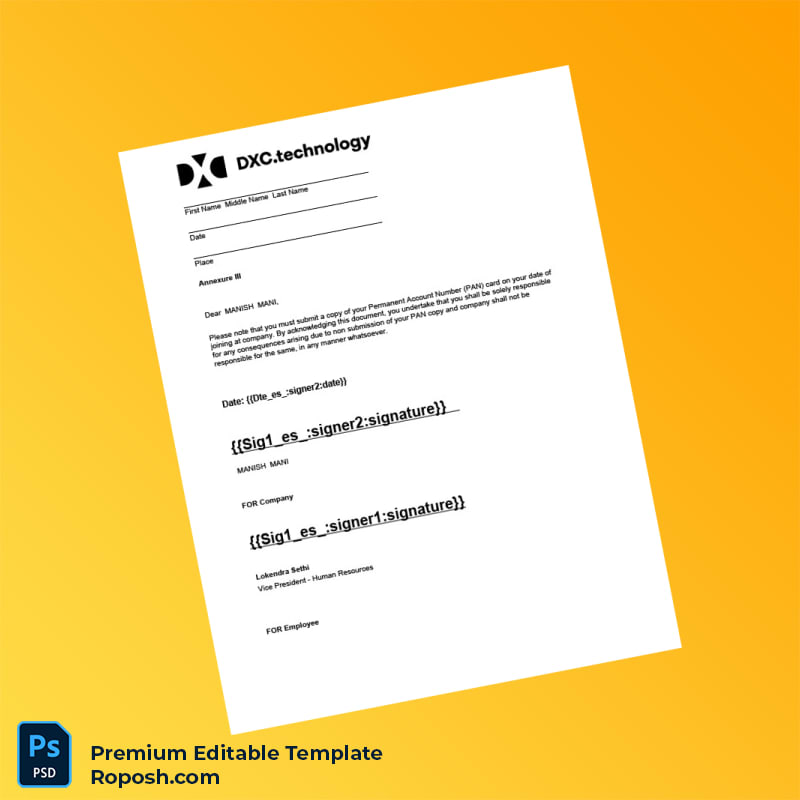 Customizable India DXC Technology Employment Verification Letter Word & PDF Template 8 page Customizable India DXC Technology Employment Verification Letter Word & PDF Template 8 page