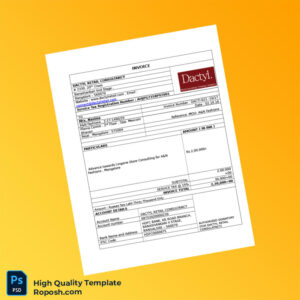 India Dactyl Retail Consultancy Invoice Template in Word and PDF formats 2 page