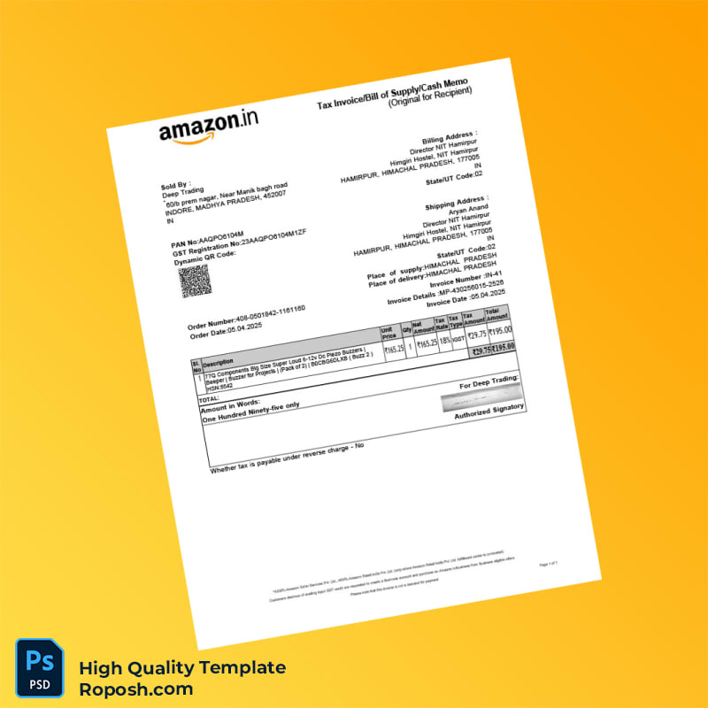 India Deep Trading Invoice Template in Word and PDF formats 2 page India Deep Trading Invoice Template in Word and PDF formats 2 page