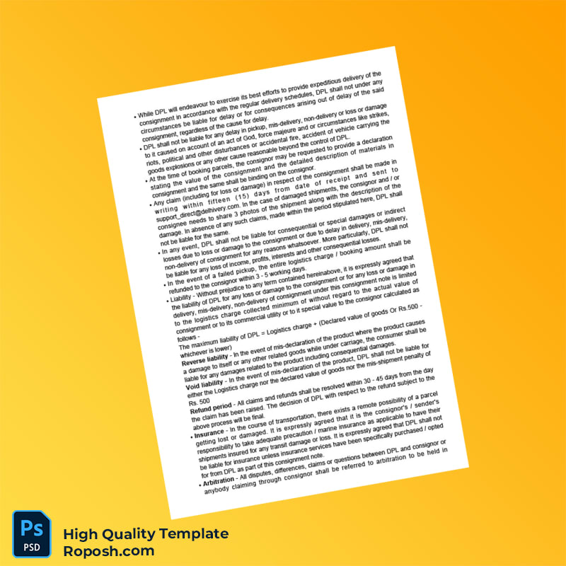 India Delhivery Pvt Ltd Tax Invoice Template in Word and PDF formats 4 page India Delhivery Pvt Ltd Tax Invoice Template in Word and PDF formats 4 page