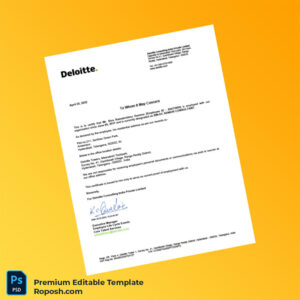 Customizable India Deloitte Consulting Employment Verification Letter Word & PDF Template