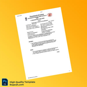 India Department of Labour Registration Certificate of Establishment Template in Word and PDF formats India Department of Labour Registration Certificate of Establishment Template in Word and PDF formats