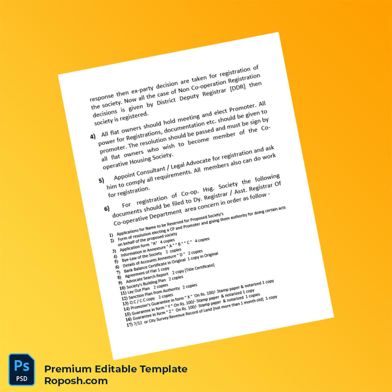 Customizable India Deputy Registrar Housing Cooperative Registration Certificate Editable Word & PDF Template 6 page Customizable India Deputy Registrar Housing Cooperative Registration Certificate Editable Word & PDF Template 6 page