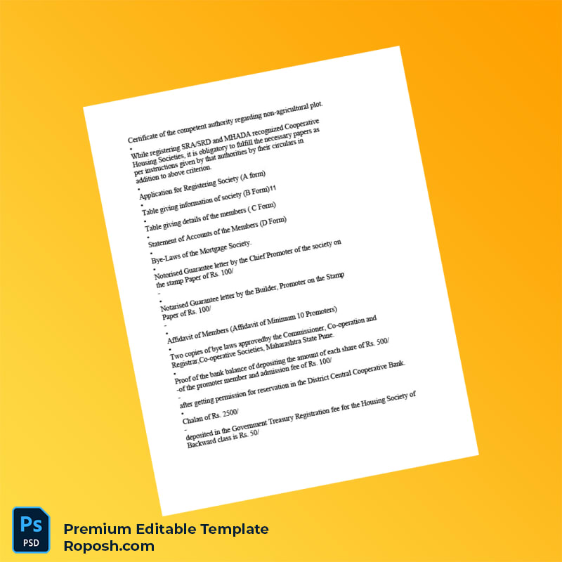 Customizable India Deputy Registrar Housing Cooperative Registration Certificate Editable Word & PDF Template 6 page Customizable India Deputy Registrar Housing Cooperative Registration Certificate Editable Word & PDF Template 6 page
