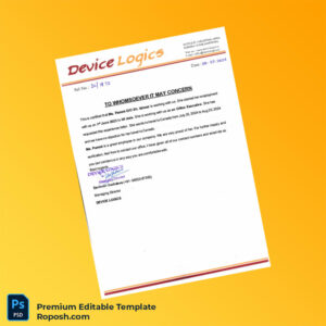 Customizable India Device Logics Employment Certificate Word & PDF Template