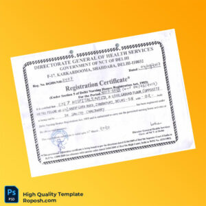 India Directorate General of Health Services Registration Certificate Template in Word and PDF formats India Directorate General of Health Services Registration Certificate Template in Word and PDF formats