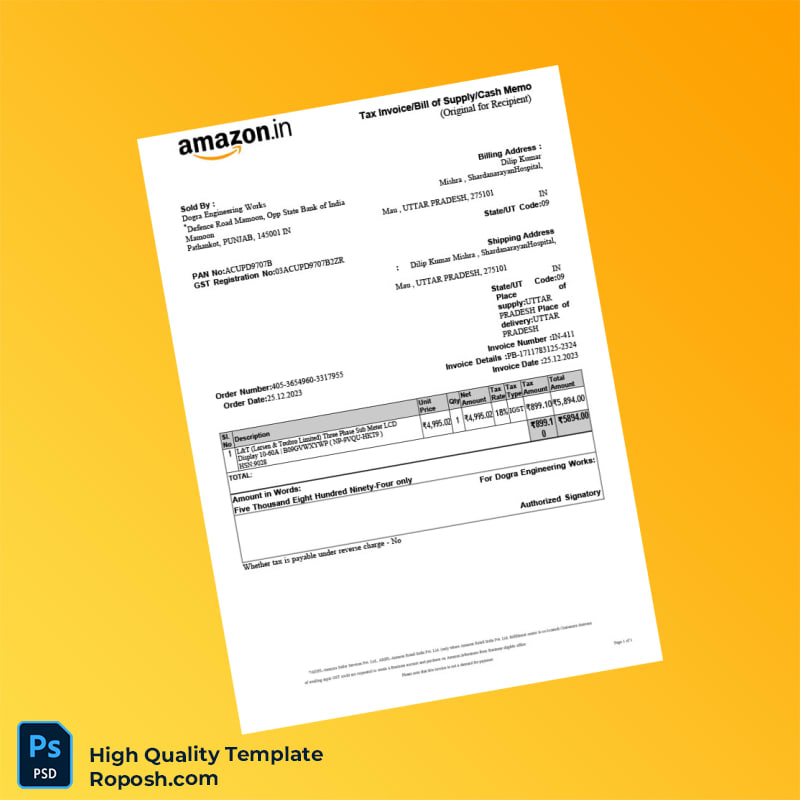 India Dogra Engineering Works Tax Invoice Template in Word and PDF formats India Dogra Engineering Works Tax Invoice Template in Word and PDF formats
