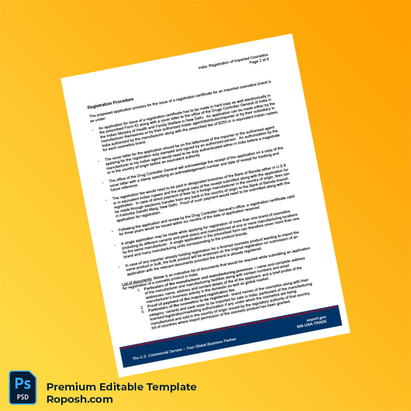 Customizable India Drug Regulatory Authority Business Registration Certificate Editable Word & PDF Template 6 page Customizable India Drug Regulatory Authority Business Registration Certificate Editable Word & PDF Template 6 page