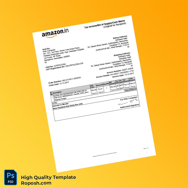India Elite Computer Tax Invoice Template in Word and PDF formats India Elite Computer Tax Invoice Template in Word and PDF formats