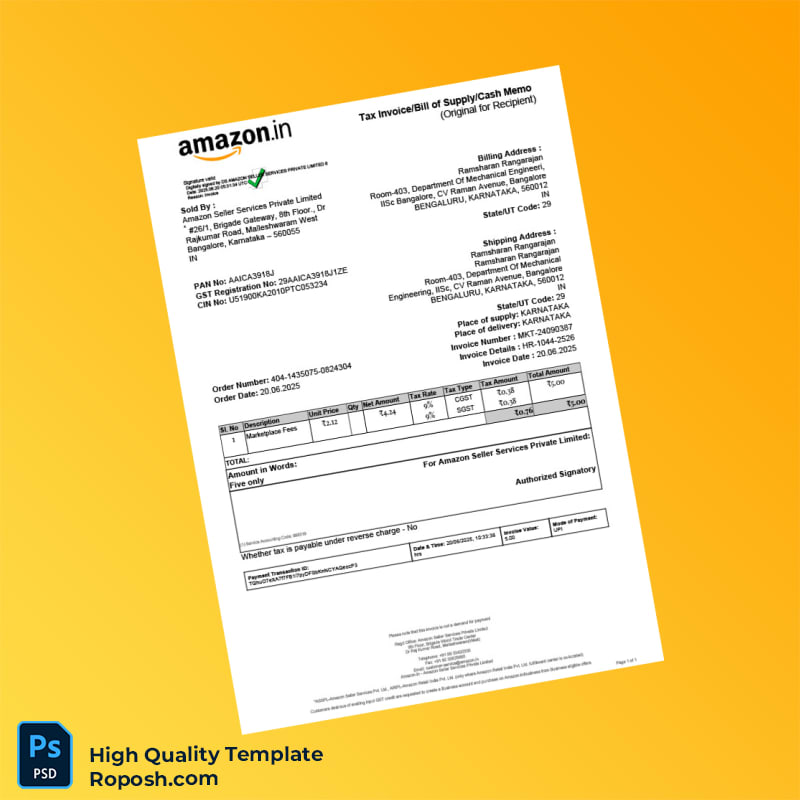 India Elycommerce LLP Invoice Template in Word and PDF formats 2 page India Elycommerce LLP Invoice Template in Word and PDF formats 2 page