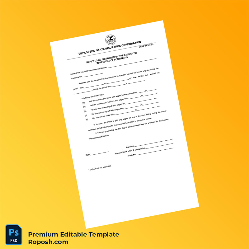 Customizable India Employees State Insurance Corporation Employment Verification Letter Word & PDF Template 2 page Customizable India Employees State Insurance Corporation Employment Verification Letter Word & PDF Template 2 page