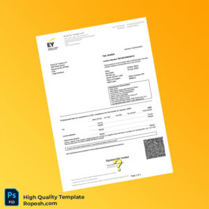 India Ernst Young LLP Invoice Template in Word and PDF formats