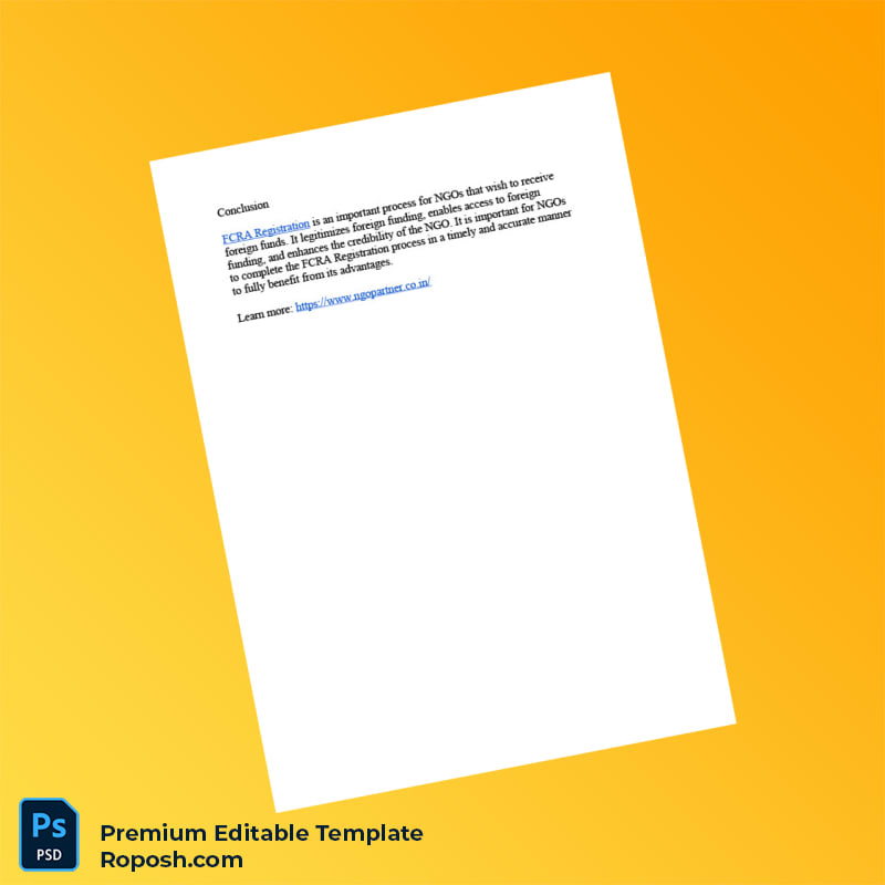 Customizable India FCRA Registration Certificate Editable Word & PDF Template 2 page Customizable India FCRA Registration Certificate Editable Word & PDF Template 2 page