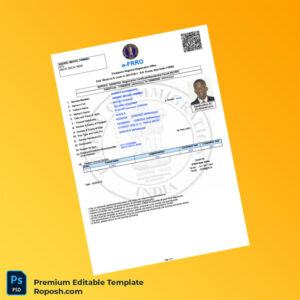 Customizable India FRRO Registration Certificate Editable Word & PDF Template