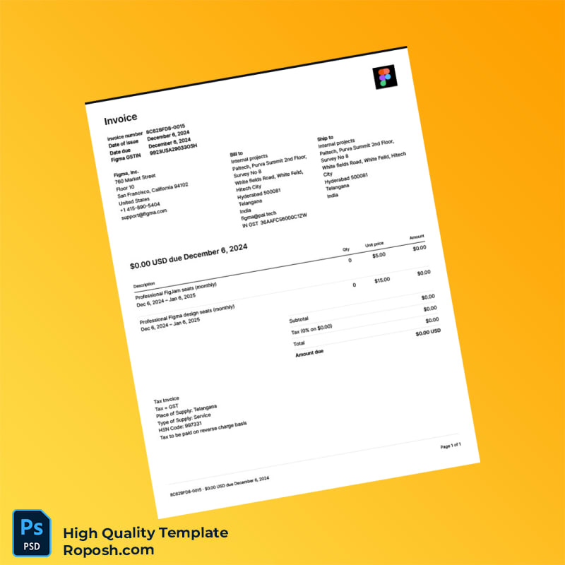 India Figma Invoice Template in Word and PDF formats India Figma Invoice Template in Word and PDF formats