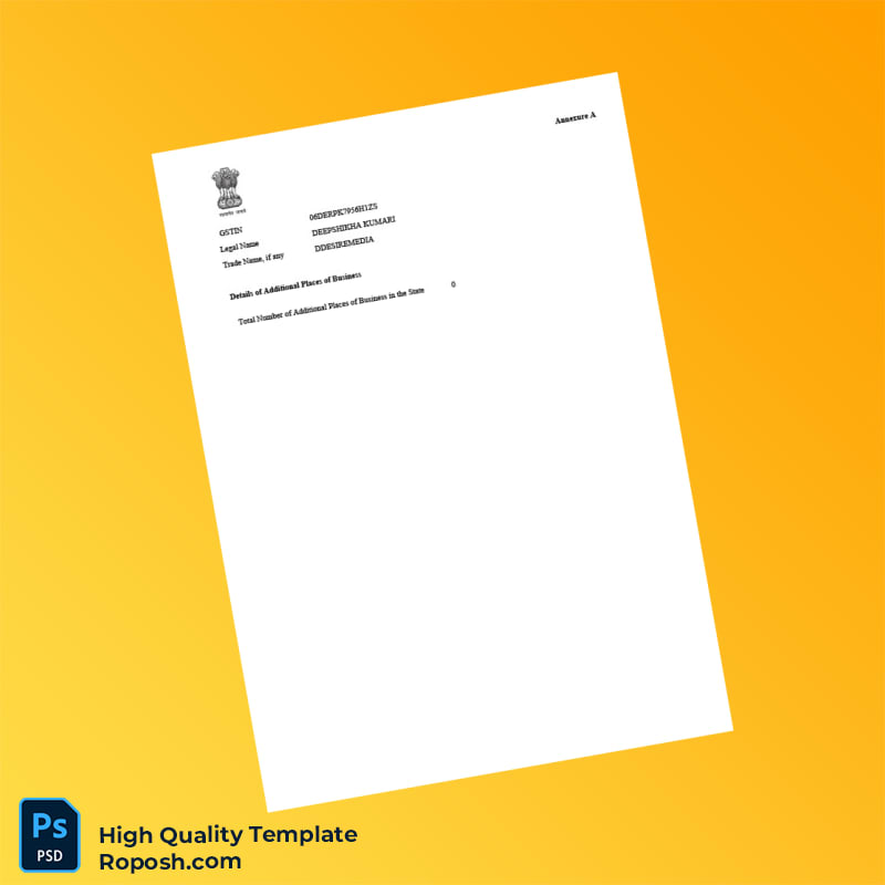 India GST Authority Editable GST Registration Certificate Template in Word and PDF formats 3 page India GST Authority Editable GST Registration Certificate Template in Word and PDF formats 3 page