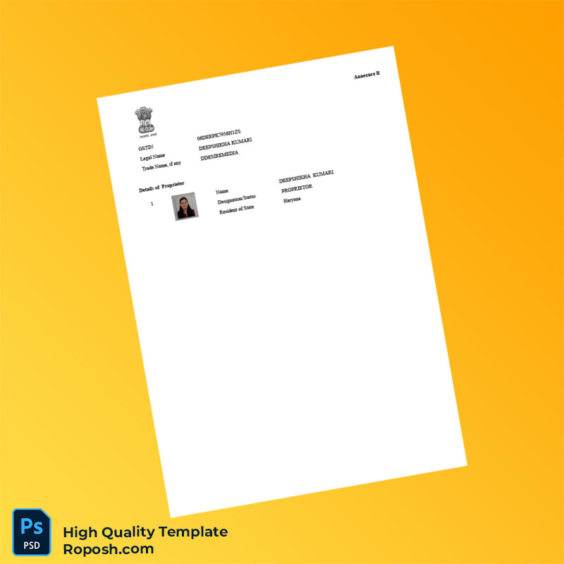 India GST Authority Editable GST Registration Certificate Template in Word and PDF formats 3 page India GST Authority Editable GST Registration Certificate Template in Word and PDF formats 3 page