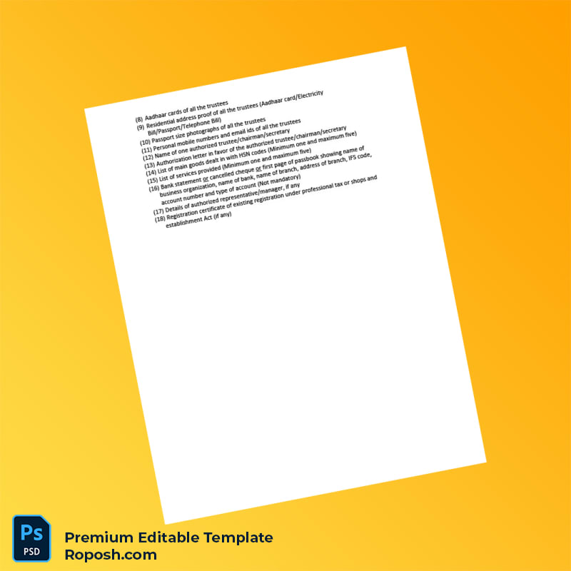 Customizable India GST Registration Checklist Editable Word & PDF Template 4 page Customizable India GST Registration Checklist Editable Word & PDF Template 4 page