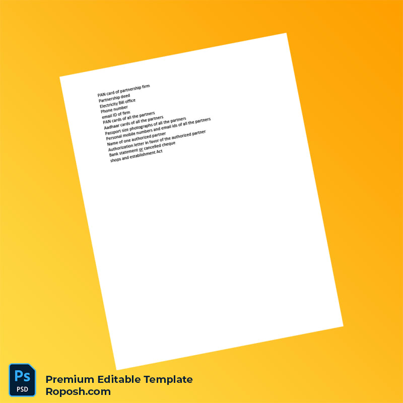 Customizable India GST Registration Checklist Editable Word & PDF Template 4 page Customizable India GST Registration Checklist Editable Word & PDF Template 4 page