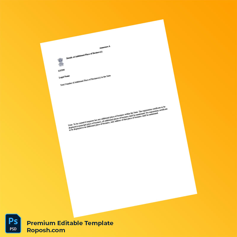 Customizable India GST Tax Registration Certificate Editable Word & PDF Template 4 page Customizable India GST Tax Registration Certificate Editable Word & PDF Template 4 page