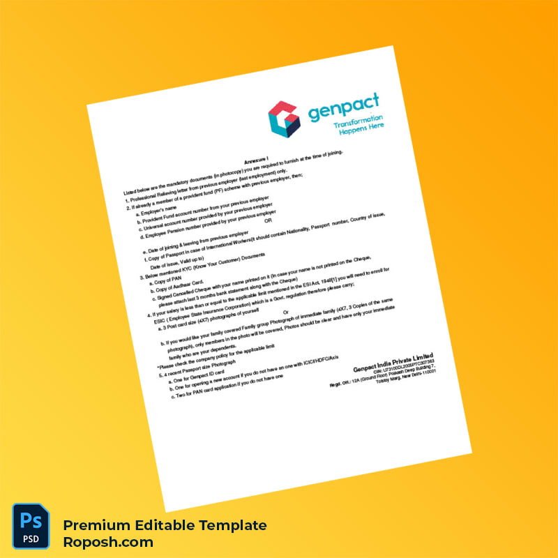 Customizable India Genpact Employment Verification Letter Word & PDF Template 7 page Customizable India Genpact Employment Verification Letter Word & PDF Template 7 page