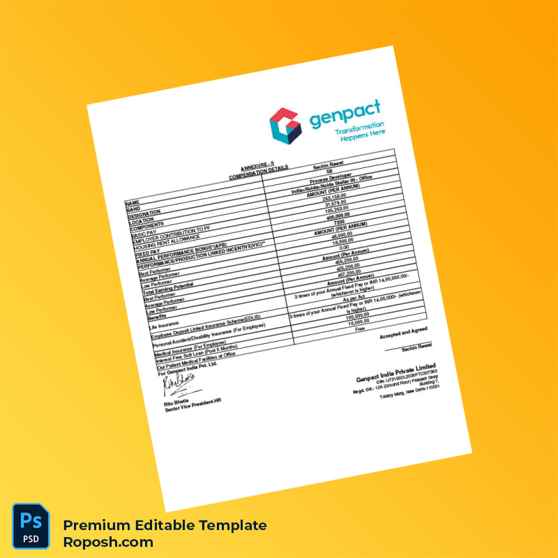 Customizable India Genpact Employment Verification Letter Word & PDF Template 7 page Customizable India Genpact Employment Verification Letter Word & PDF Template 7 page