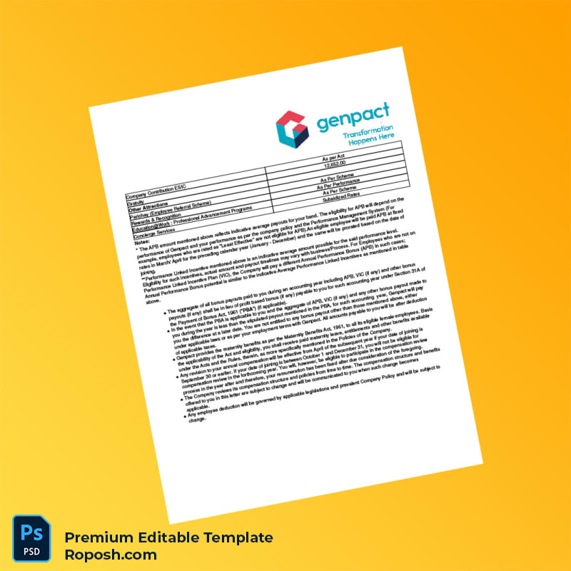 Customizable India Genpact Employment Verification Letter Word & PDF Template 7 page Customizable India Genpact Employment Verification Letter Word & PDF Template 7 page