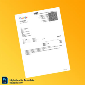 India Google Invoice Template in Word and PDF formats 2 page