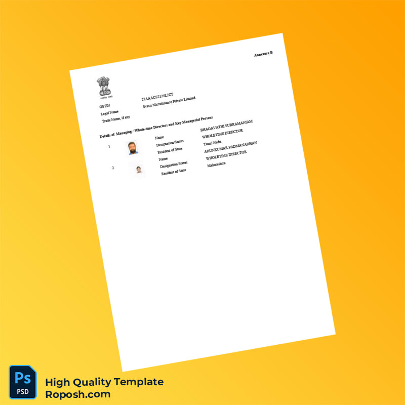 India Government Business Registration Certificate Template in Word and PDF formats 3 page India Government Business Registration Certificate Template in Word and PDF formats 3 page