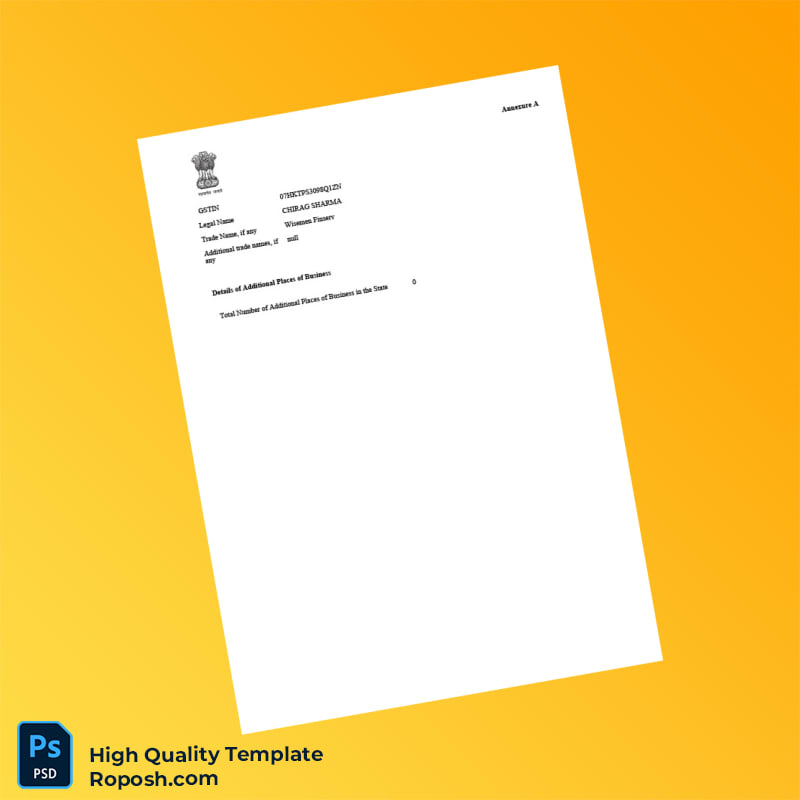India Government Registration Certificate Template in Word and PDF formats 3 page India Government Registration Certificate Template in Word and PDF formats 3 page