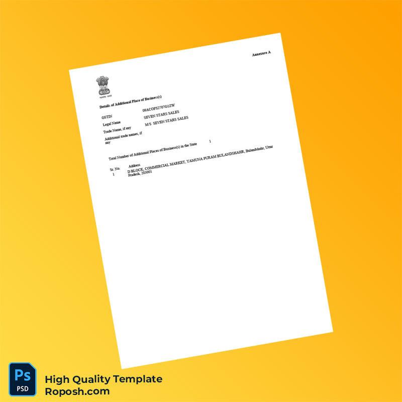 India Government of India Business Registration Certificate Template in Word and PDF formats 3 page India Government of India Business Registration Certificate Template in Word and PDF formats 3 page