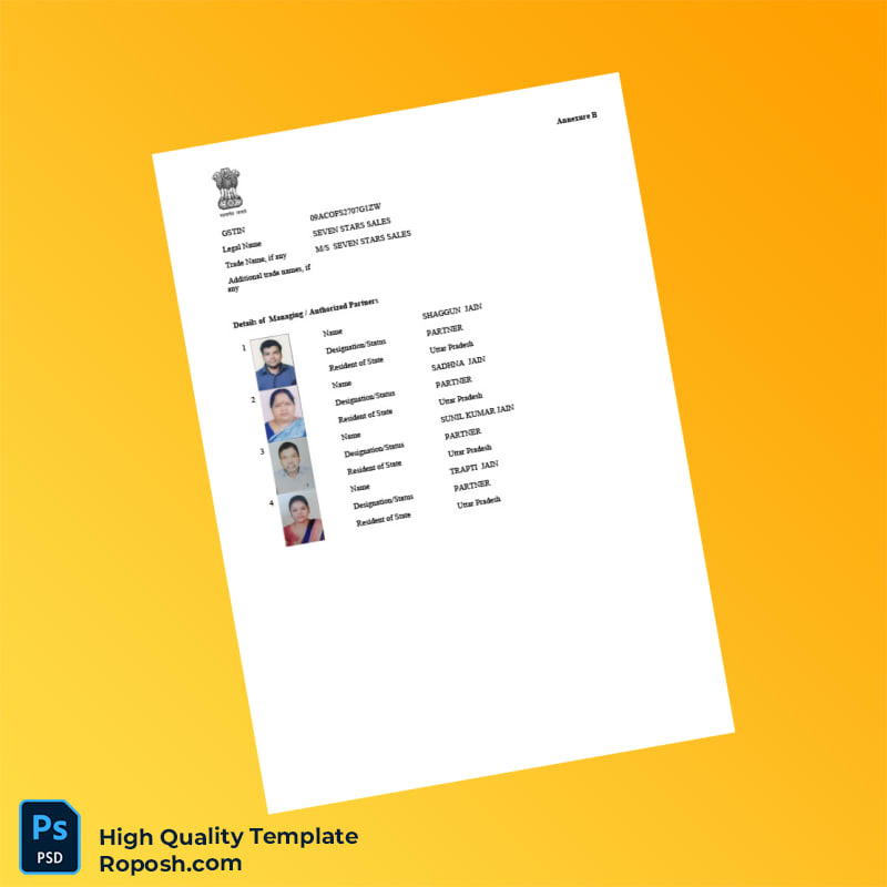 India Government of India Business Registration Certificate Template in Word and PDF formats 3 page India Government of India Business Registration Certificate Template in Word and PDF formats 3 page