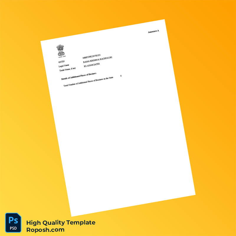 India Government of India GST Registration Certificate Template in Word and PDF formats 3 page India Government of India GST Registration Certificate Template in Word and PDF formats 3 page