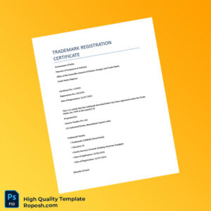 India Government of India Trademark Registration Certificate Template in Word and PDF formats 2 page India Government of India Trademark Registration Certificate Template in Word and PDF formats 2 page