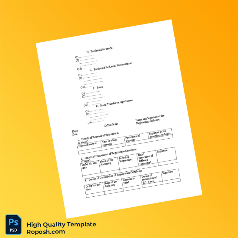 India Government of Kerala Department of Commercial Taxes Business Registration Certificate Template in Word and PDF formats 6 page India Government of Kerala Department of Commercial Taxes Business Registration Certificate Template in Word and PDF formats 6 page