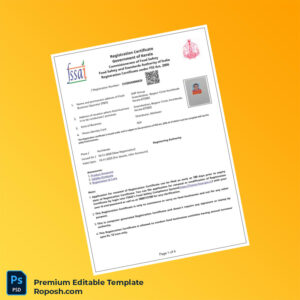 Customizable India Government of Kerala Registration Certificate Editable Word & PDF Template 4 page