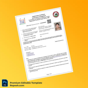 Customizable India Government of Nagaland Business Registration Certificate Editable Word & PDF Template 4 page