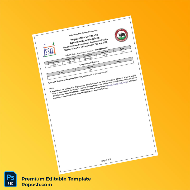 Customizable India Government of Nagaland Business Registration Certificate Editable Word & PDF Template 4 page Customizable India Government of Nagaland Business Registration Certificate Editable Word & PDF Template 4 page