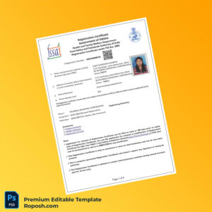 Customizable India Government of Odisha Registration Certificate Editable Word & PDF Template 4 page
